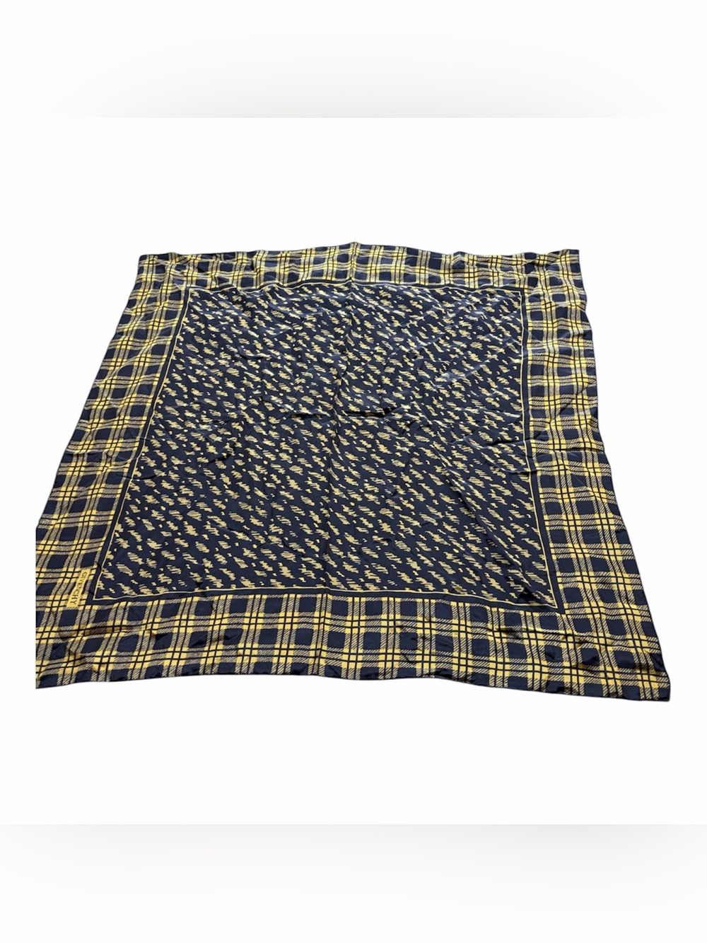 Givenchy Black and Yellow Plaid Border Square Scarf